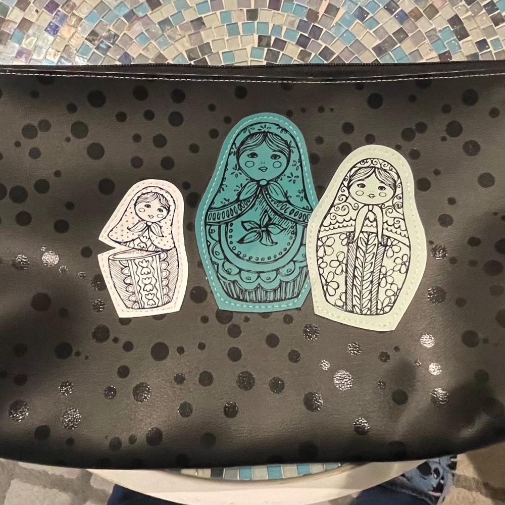 Large Makeup Bag with Stacking Dolls Detail